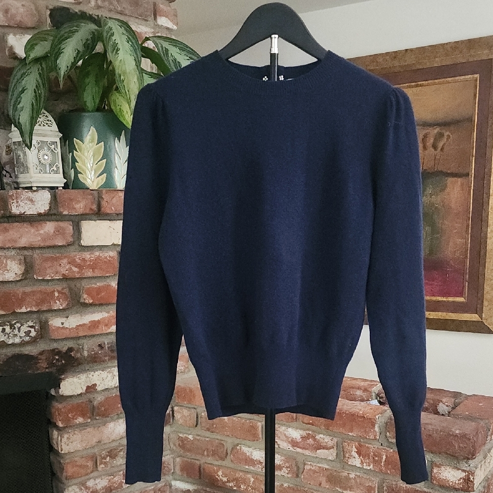 Sandro 100% Cashmere Navy Blue Crewneck Sweater Size M